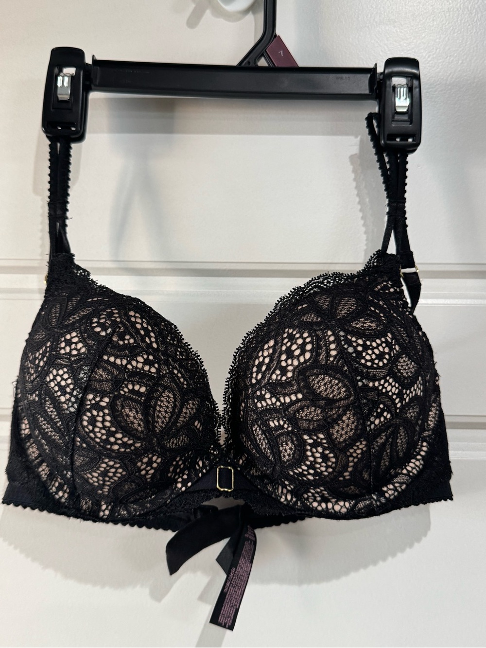 Victoria's Secret Black Lace Push-Up Bra with Bow
